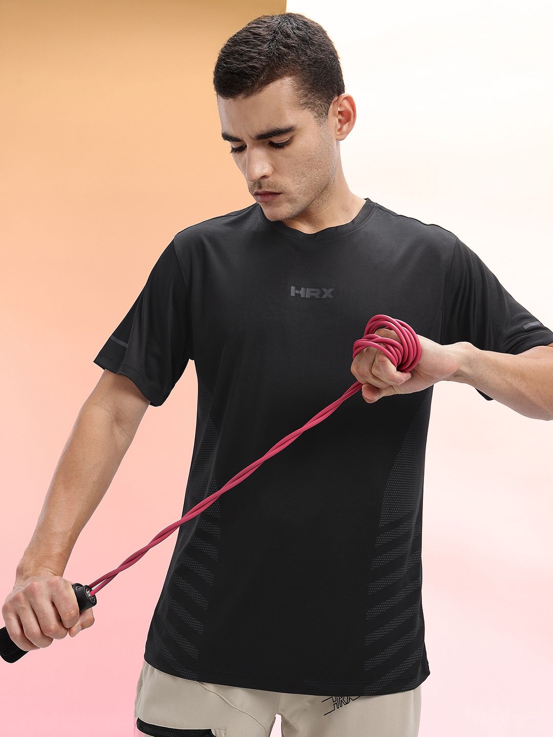 HRX by Hrithik Roshan Geometric Printed Rapid-Dry Training T-shirt