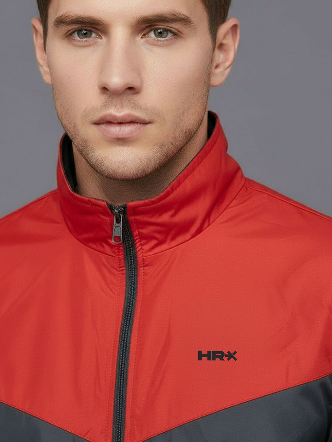 HRX by Hrithik Roshan Men Mock Collar Colourblocked Windcheater Sporty Jacket