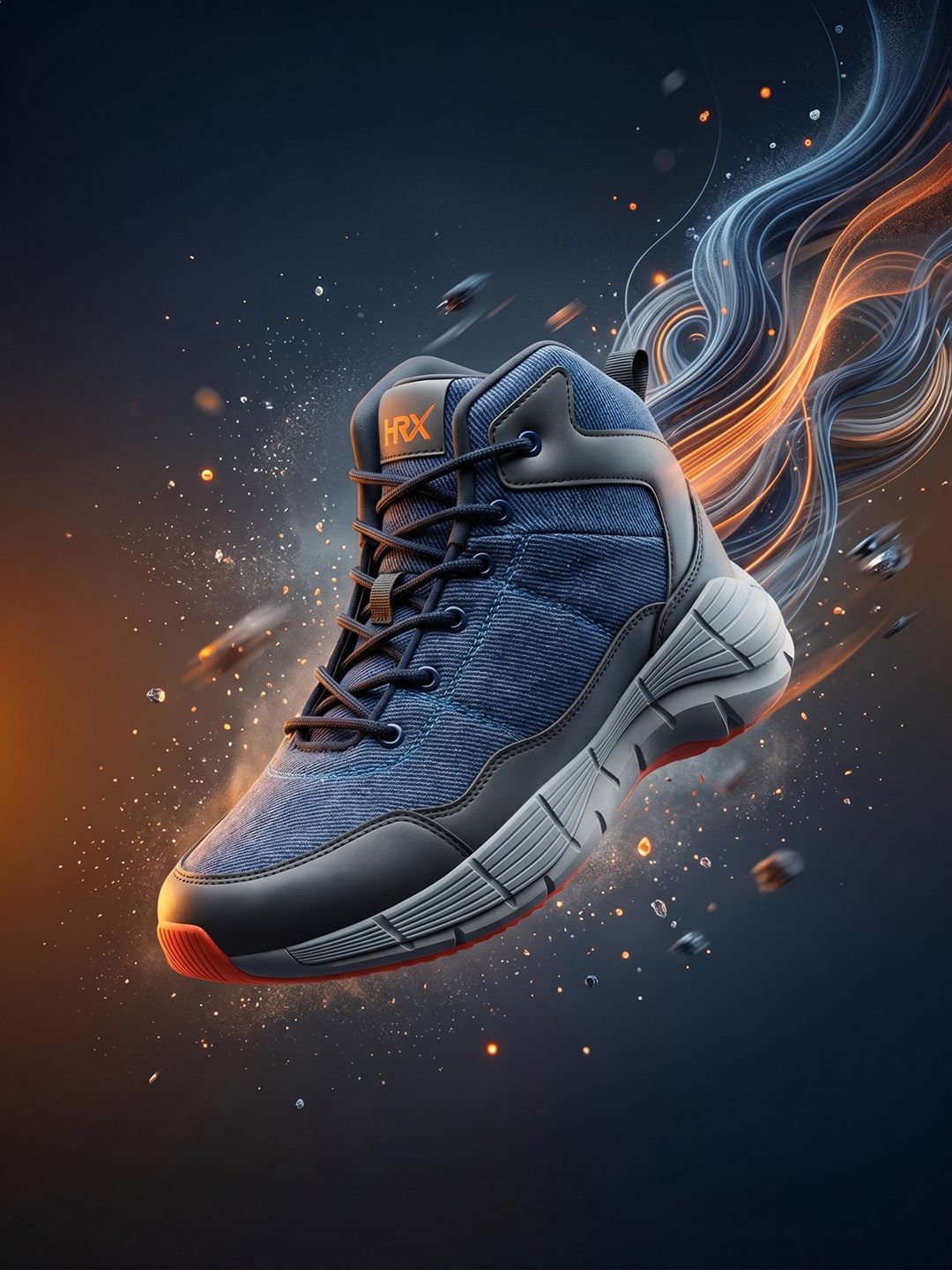 HRX by Hrithik Roshan Men Navy Blue Memory Foam Technology Basketball Shoes