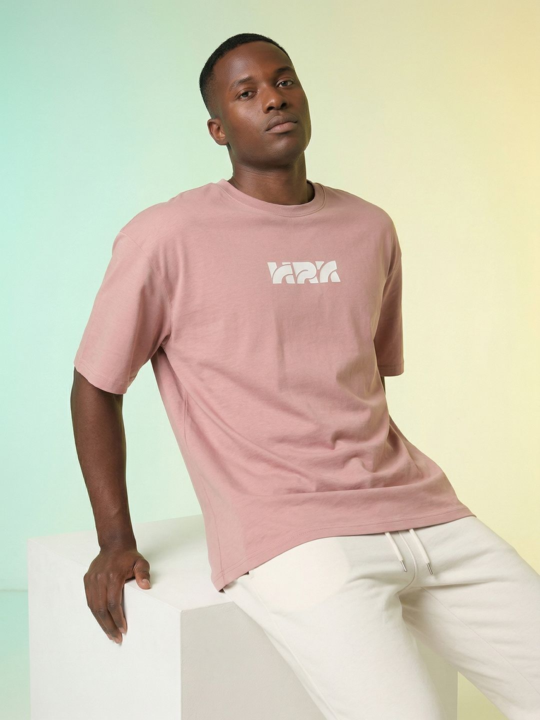HRX by Hrithik Roshan Brand Logo Printed Pure Cotton Oversized T-shirt