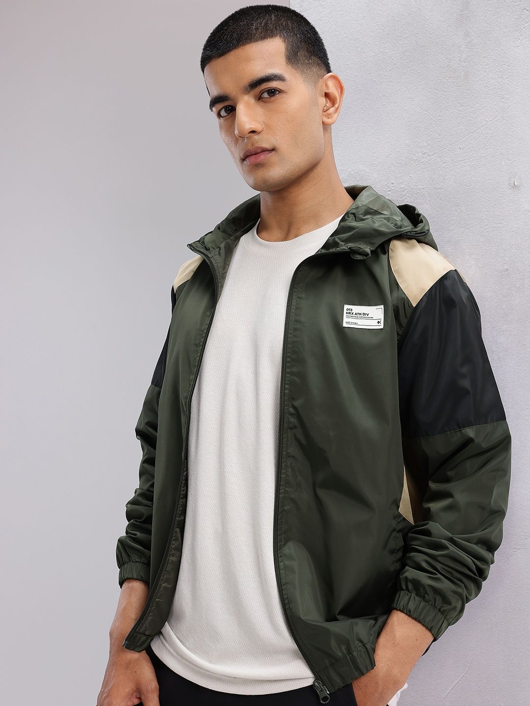 HRX by Hrithik Roshan Colourblocked Hooded Lifestyle Bomber Jacket