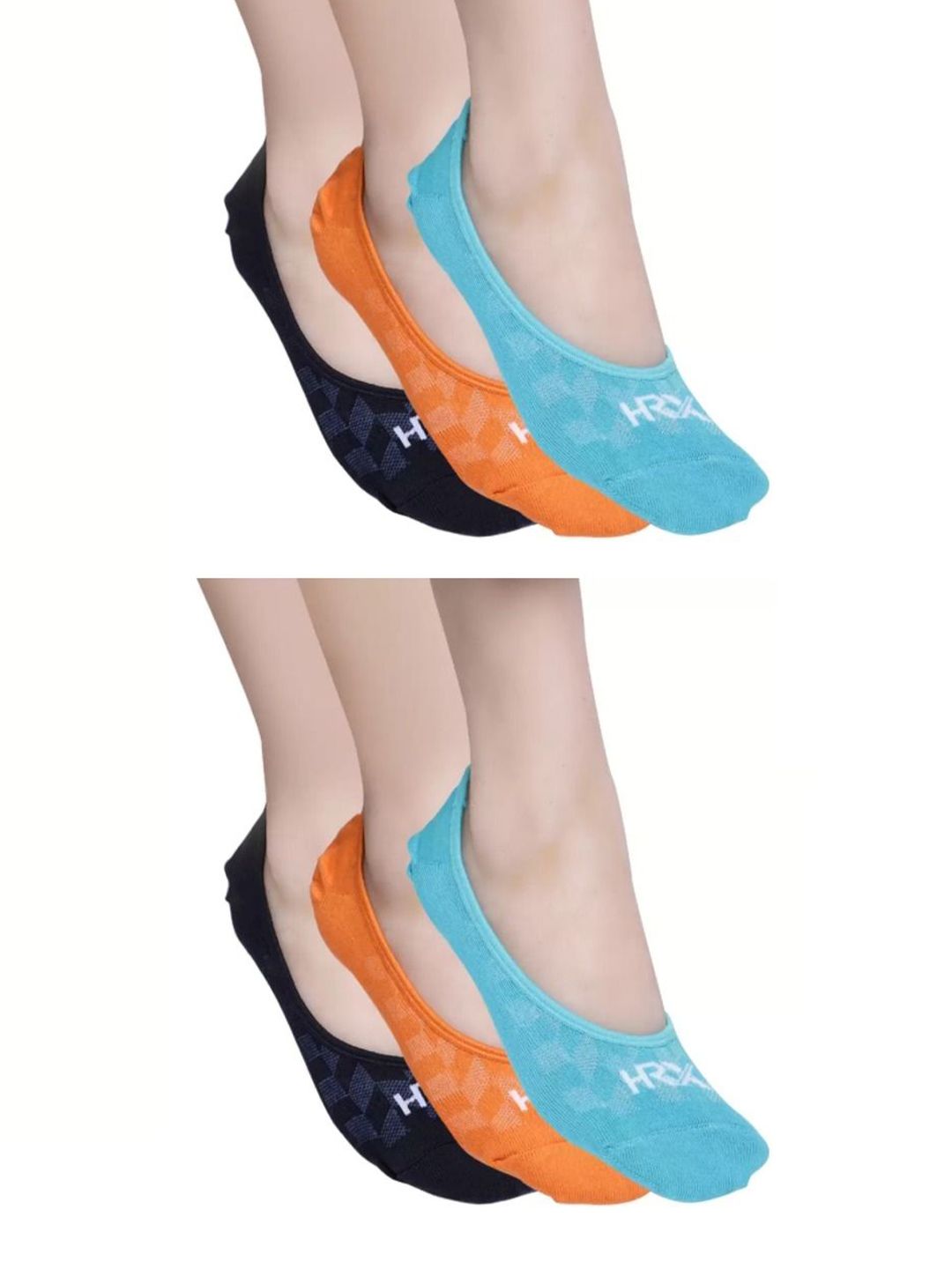 HRX by Hrithik Roshan Unisex Pack Of 6 Checked Shoe-Liner Socks