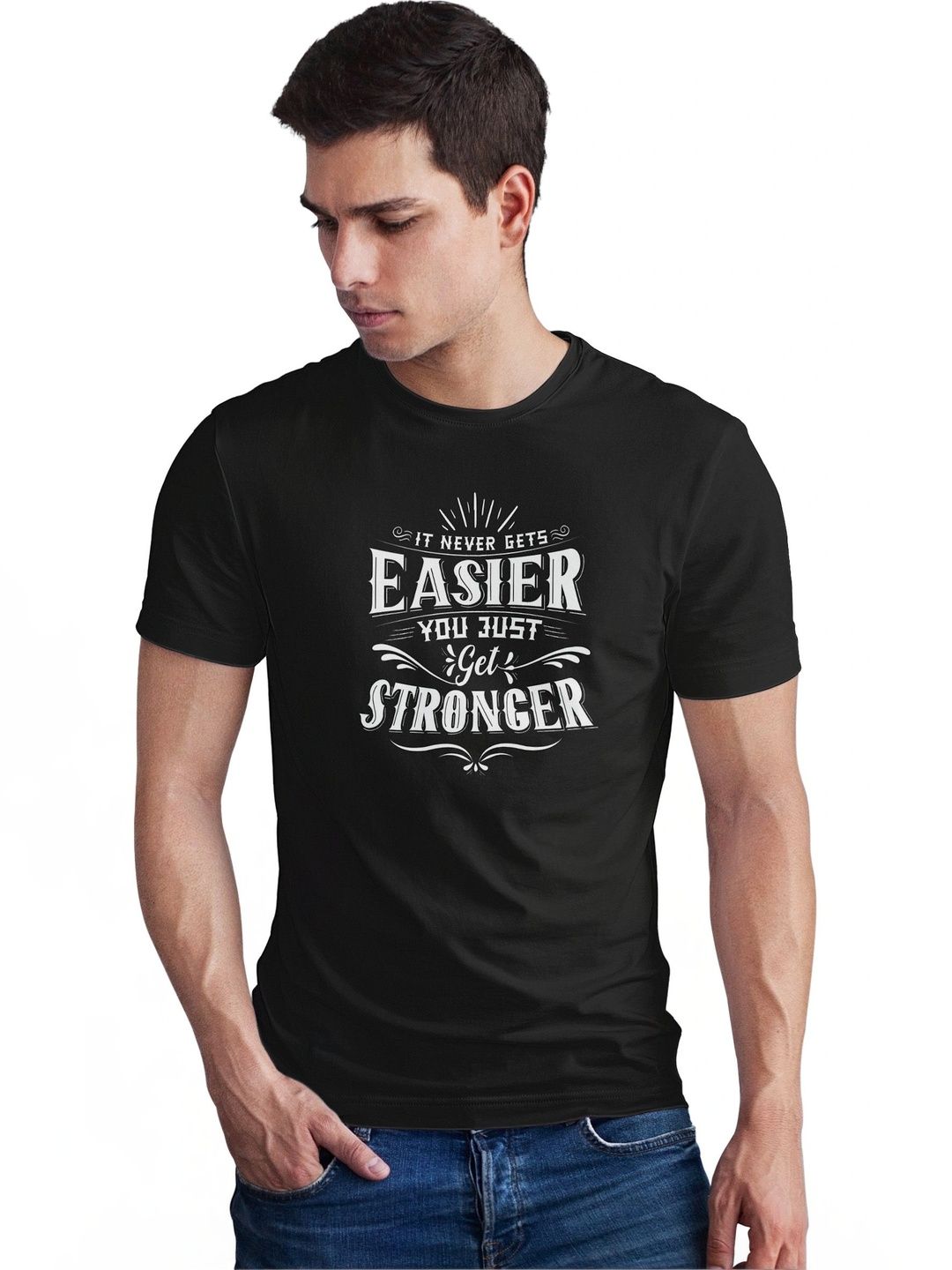 Seekbuylove Men Typography Printed Bio Finish T-shirt