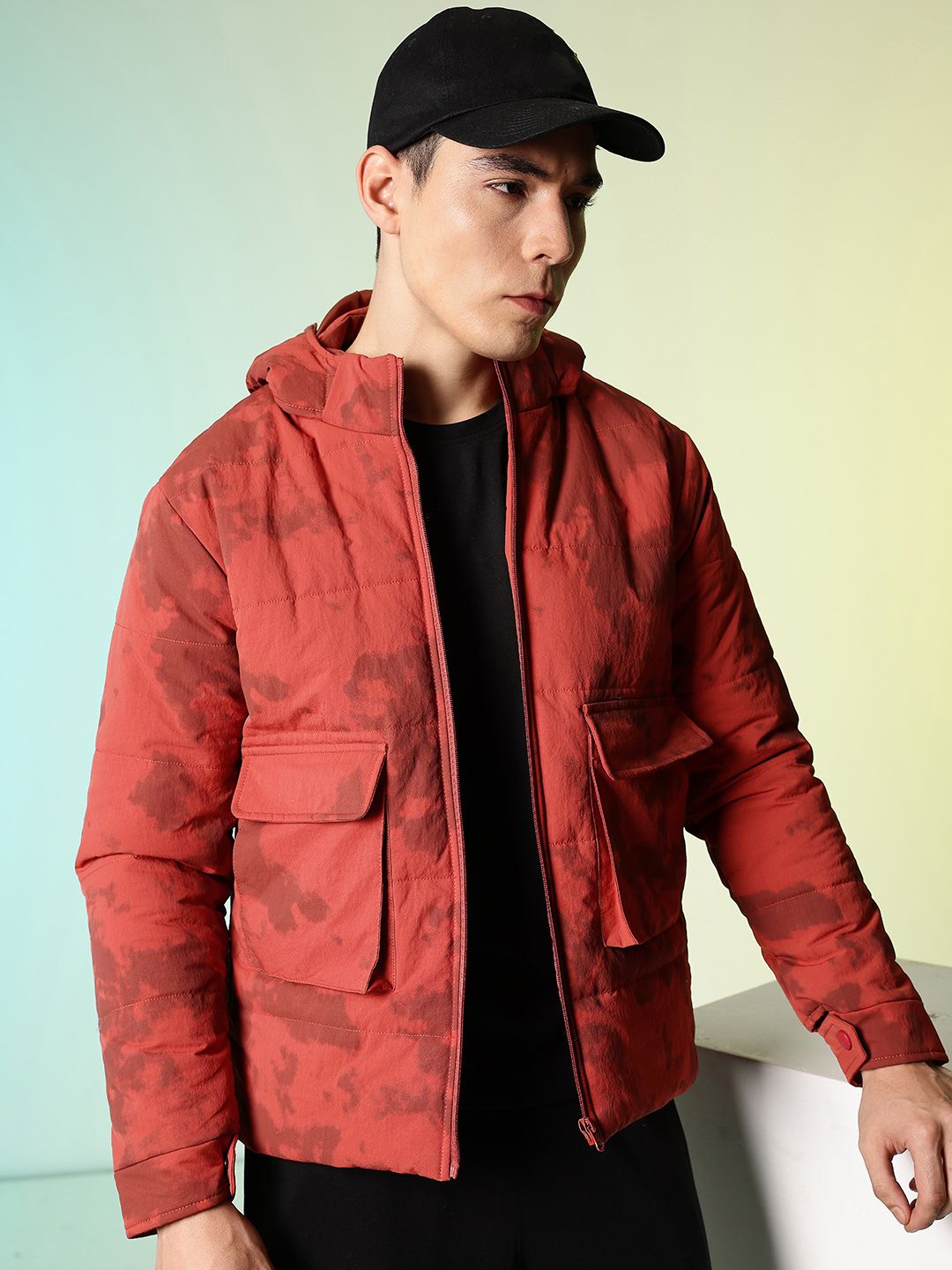 HRX by Hrithik Roshan Abstract Printed Outdoor Hooded Padded Jacket