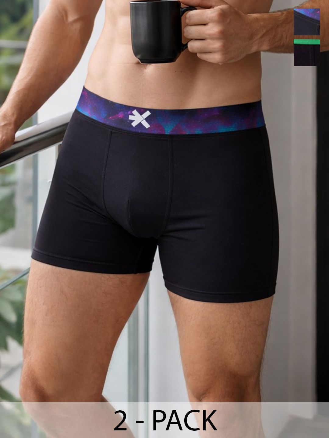 HRX by Hrithik Roshan Men Pack of 2 Cotton Blend Solid Trunks