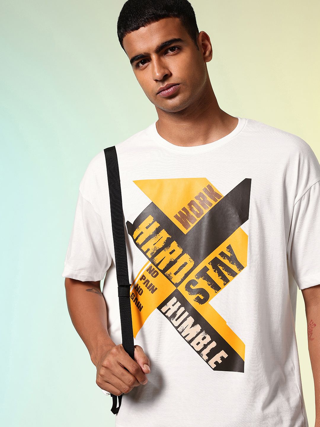 HRX by Hrithik Roshan Men Printed Drop-Shoulder Sleeves Oversized Pure Cotton T-shirt