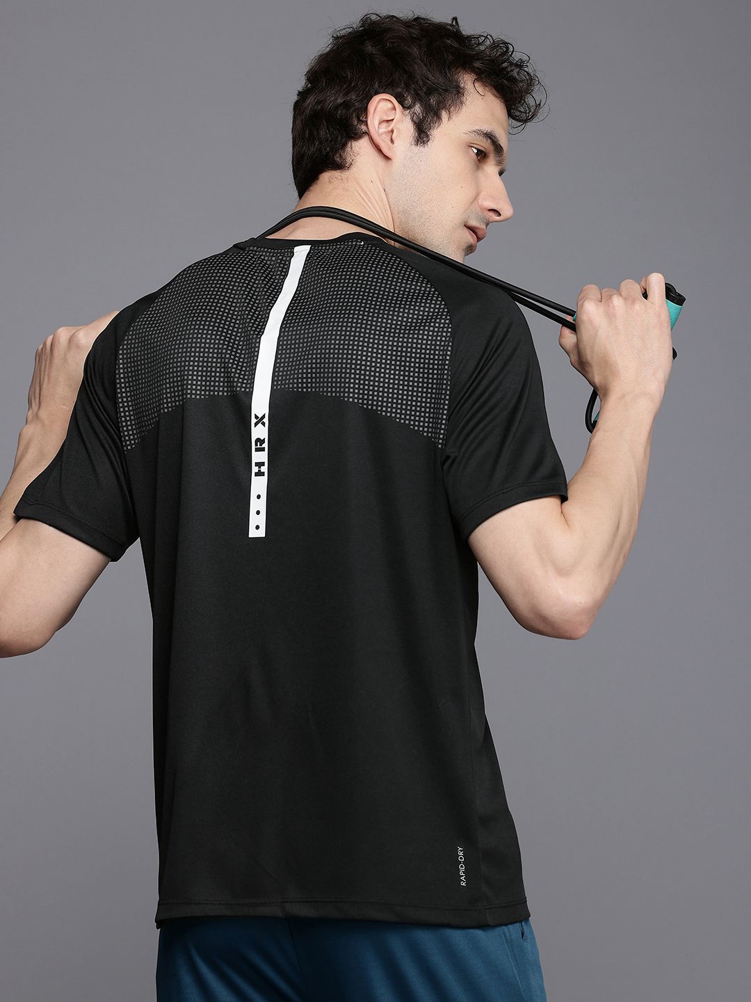 HRX by Hrithik Roshan Printed Raglan Sleeves Rapid-Dry & Antimicrobial Training T-shirt