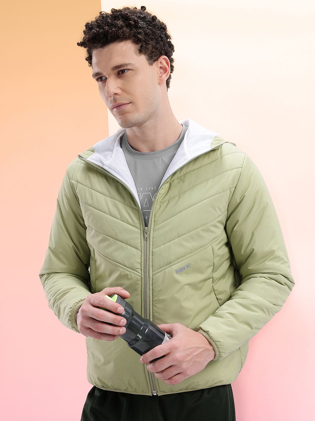 HRX by Hrithik Roshan Men Reflective Detail Hooded Running Padded Jacket