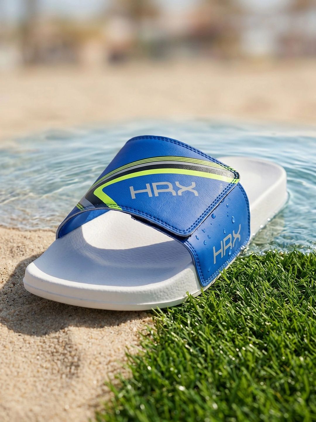 HRX by Hrithik Roshan Men Blue Printed Sliders