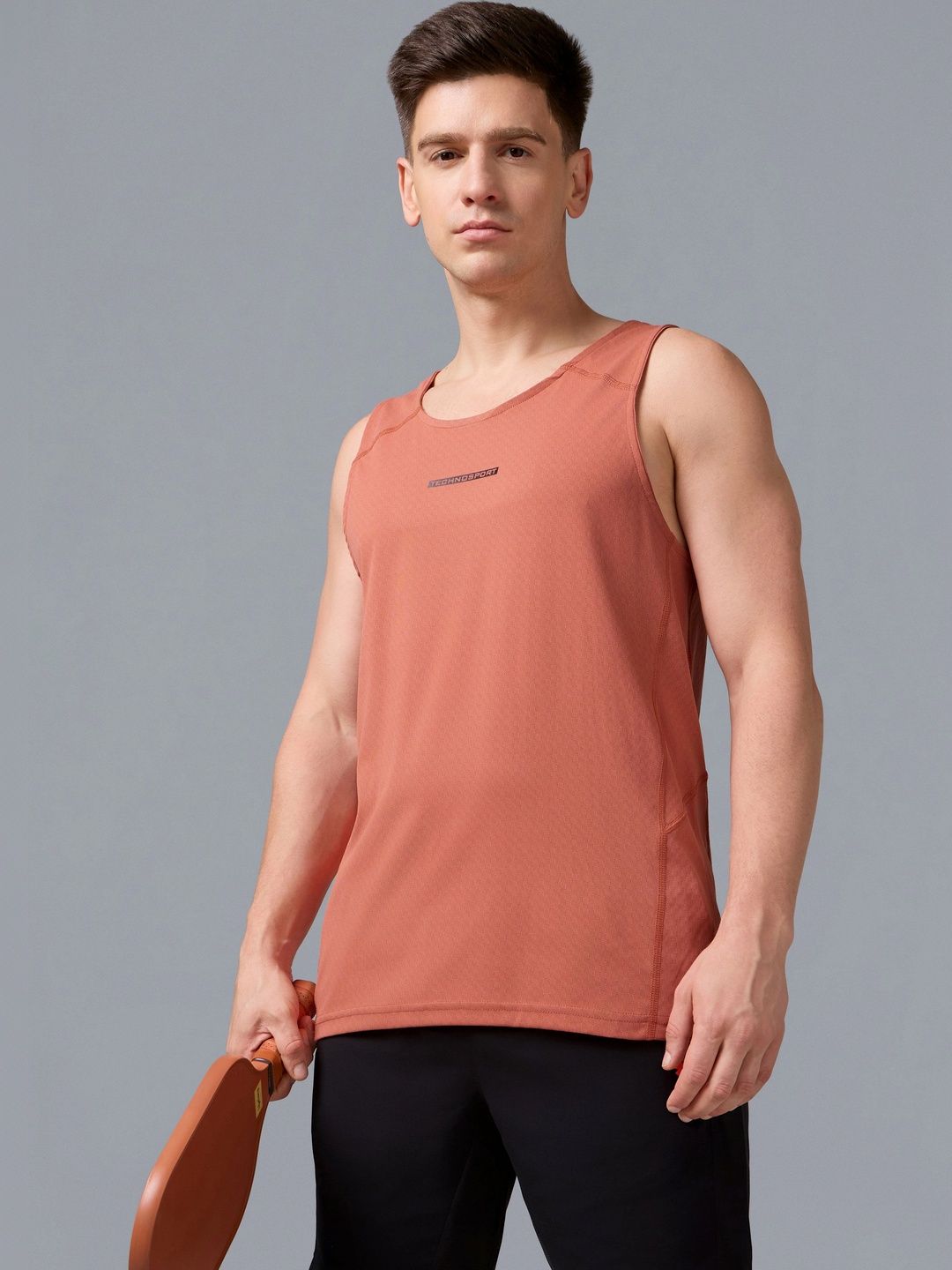 Technosport Men Printed Slim Fit Round Neck Gym Vest