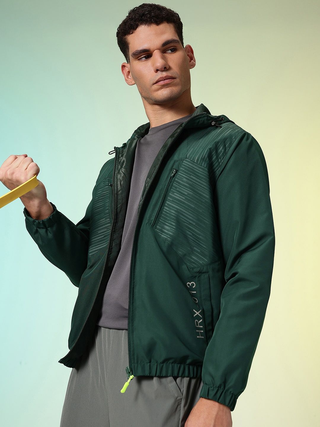 HRX by Hrithik Roshan Striped Typography Printed Rapid-Dry Training Sporty Jacket