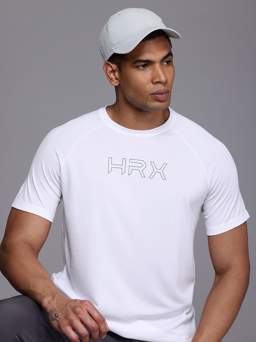 HRX by Hrithik Roshan Brand Logo Printed Rapid Dry Antimicrobial Finish Running T-shirt