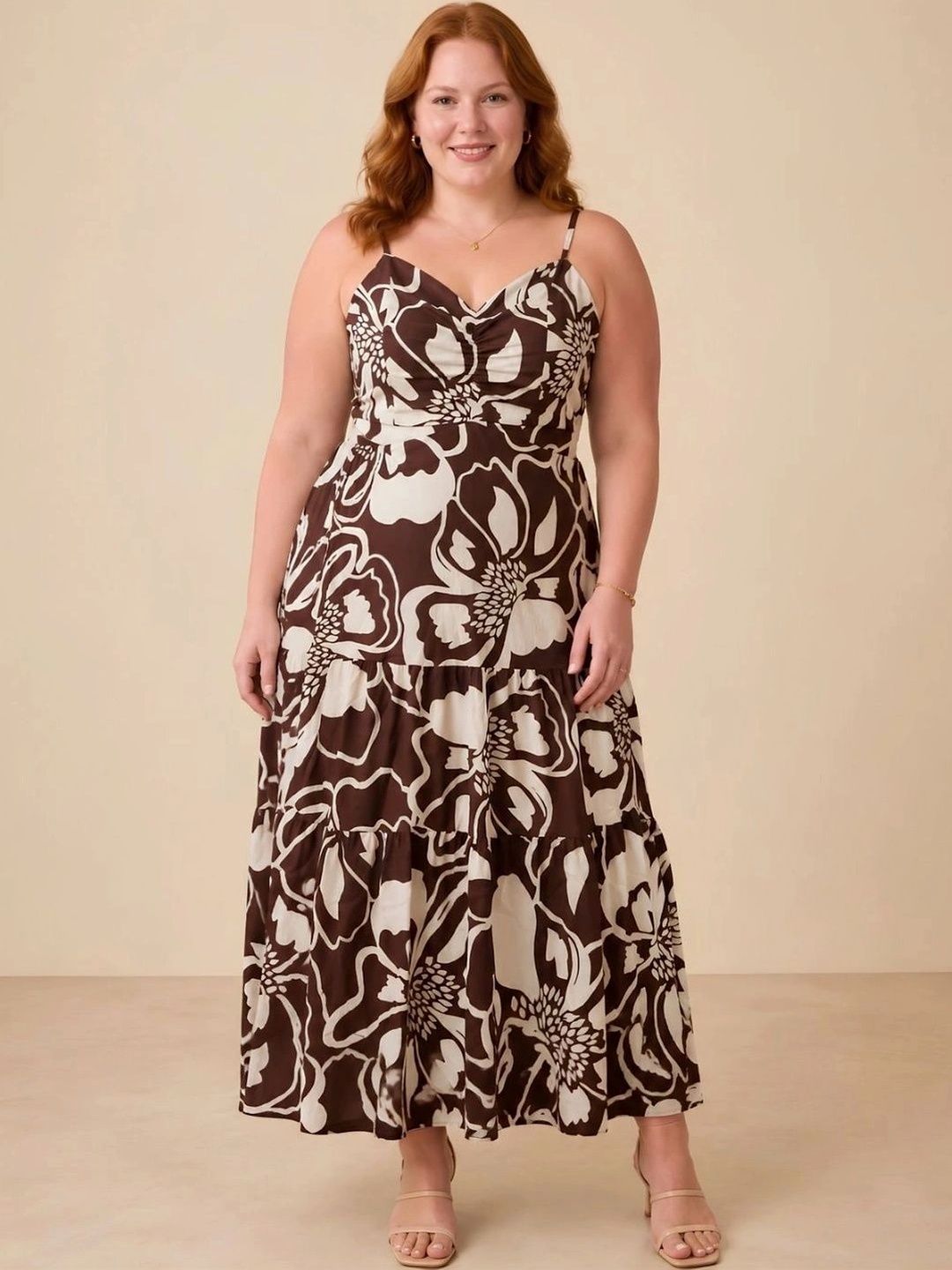 CURVY STREET CURVY STREET Floral Print Crepe Maxi Dress