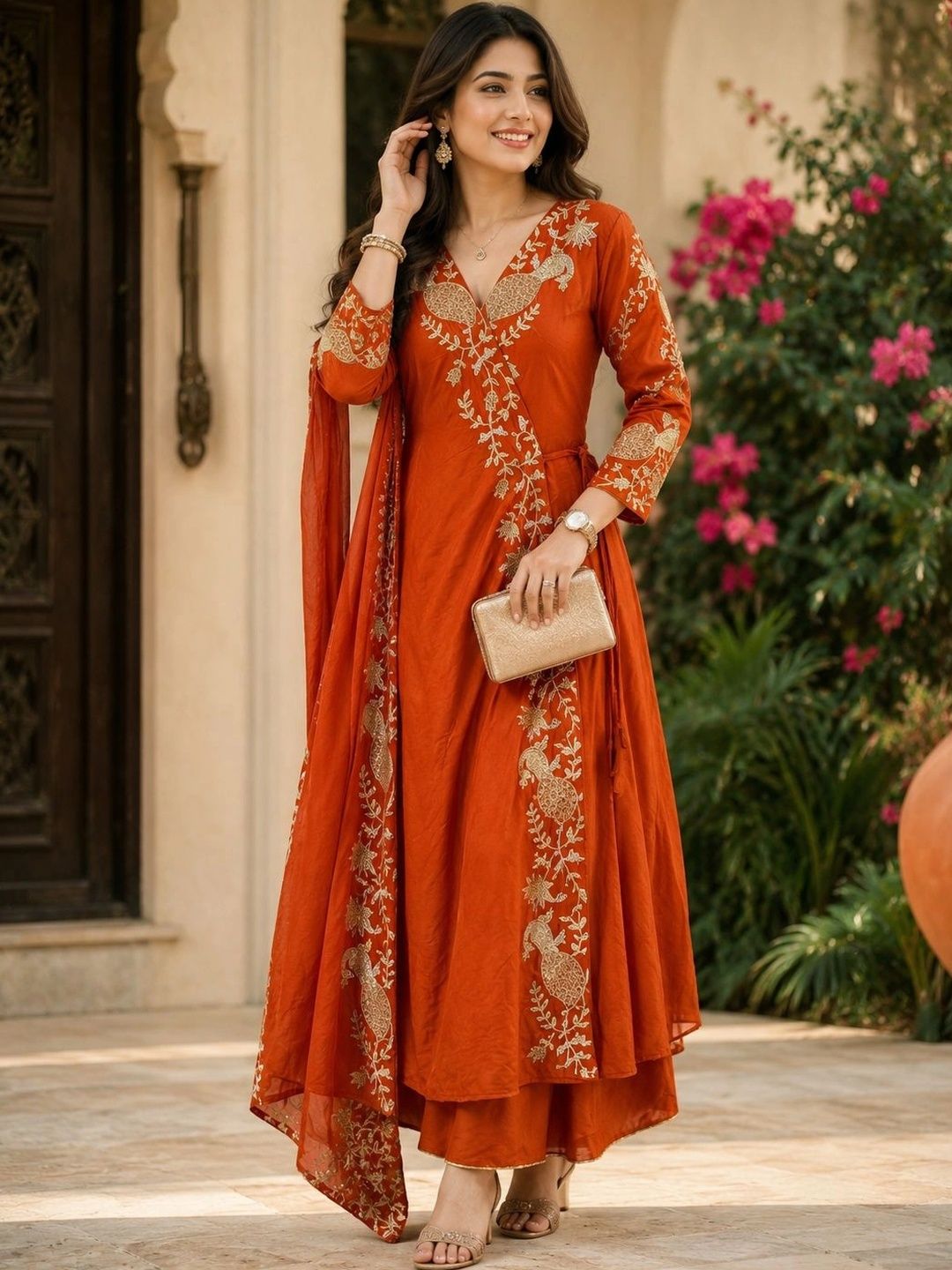 DIVASTRI Zari Sequin Anarkali Set