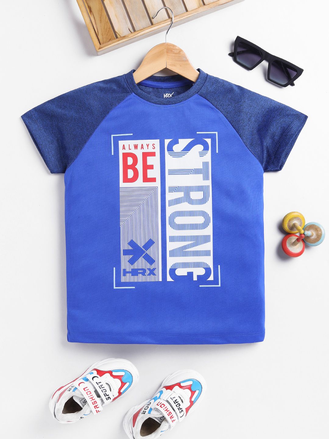 HRX by Hrithik Roshan Boys Typography Printed Rapid-Dry Sports T-shirt deal from myntra