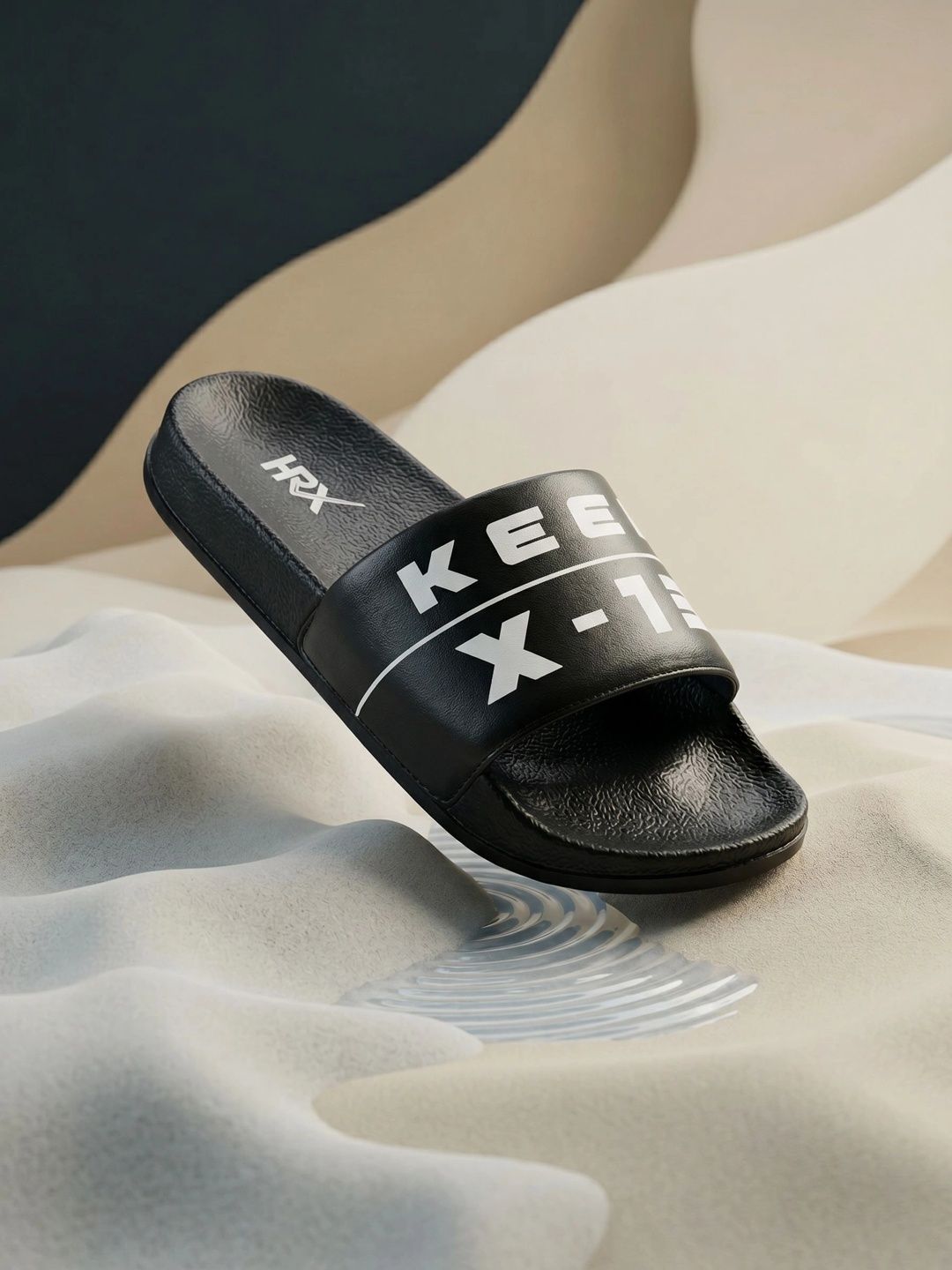 HRX by Hrithik Roshan Men Black & White Printed Sliders