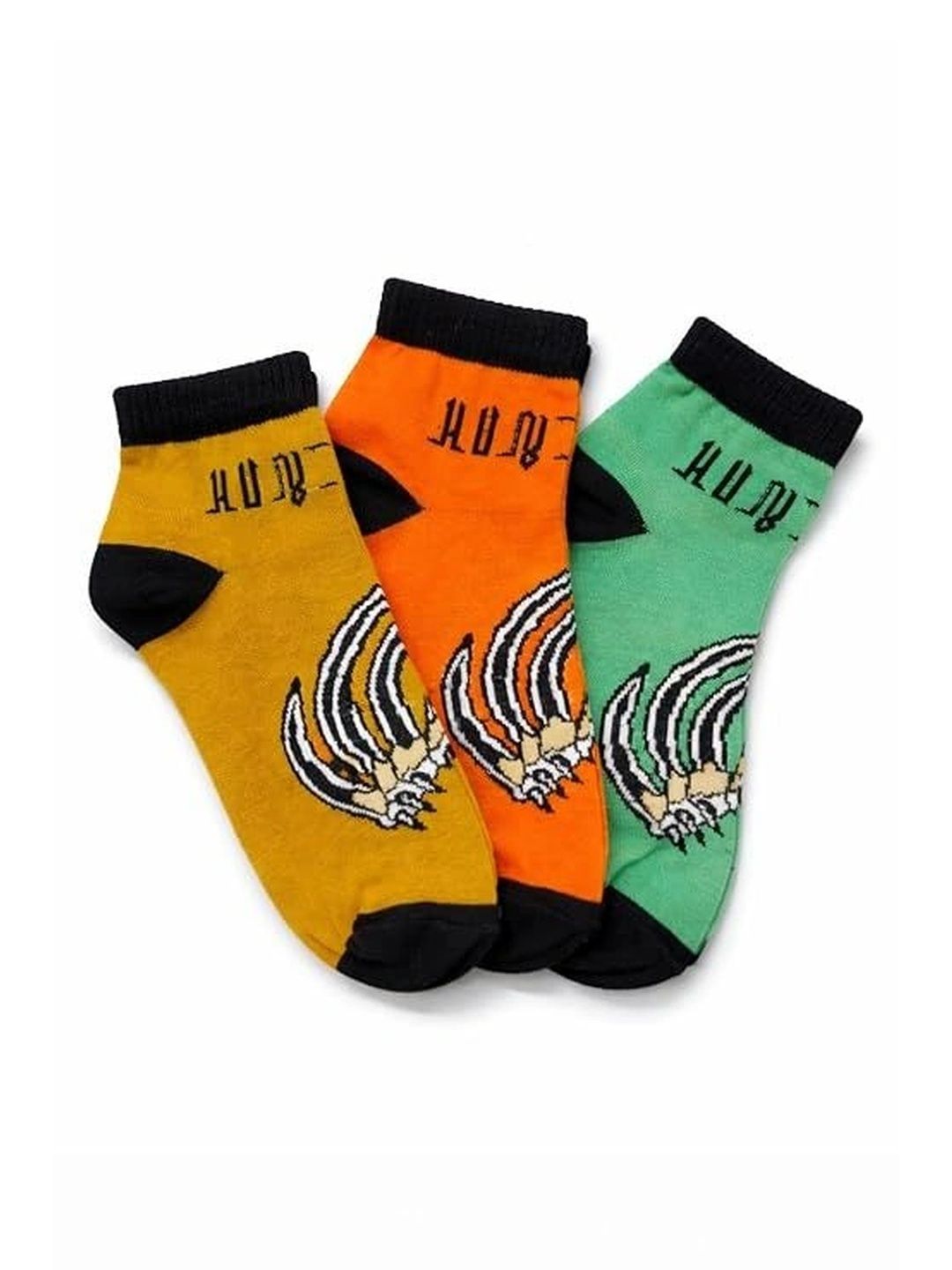 SONEEV MART Men Pack of 3 Cotton Patterned Ankle Length Socks