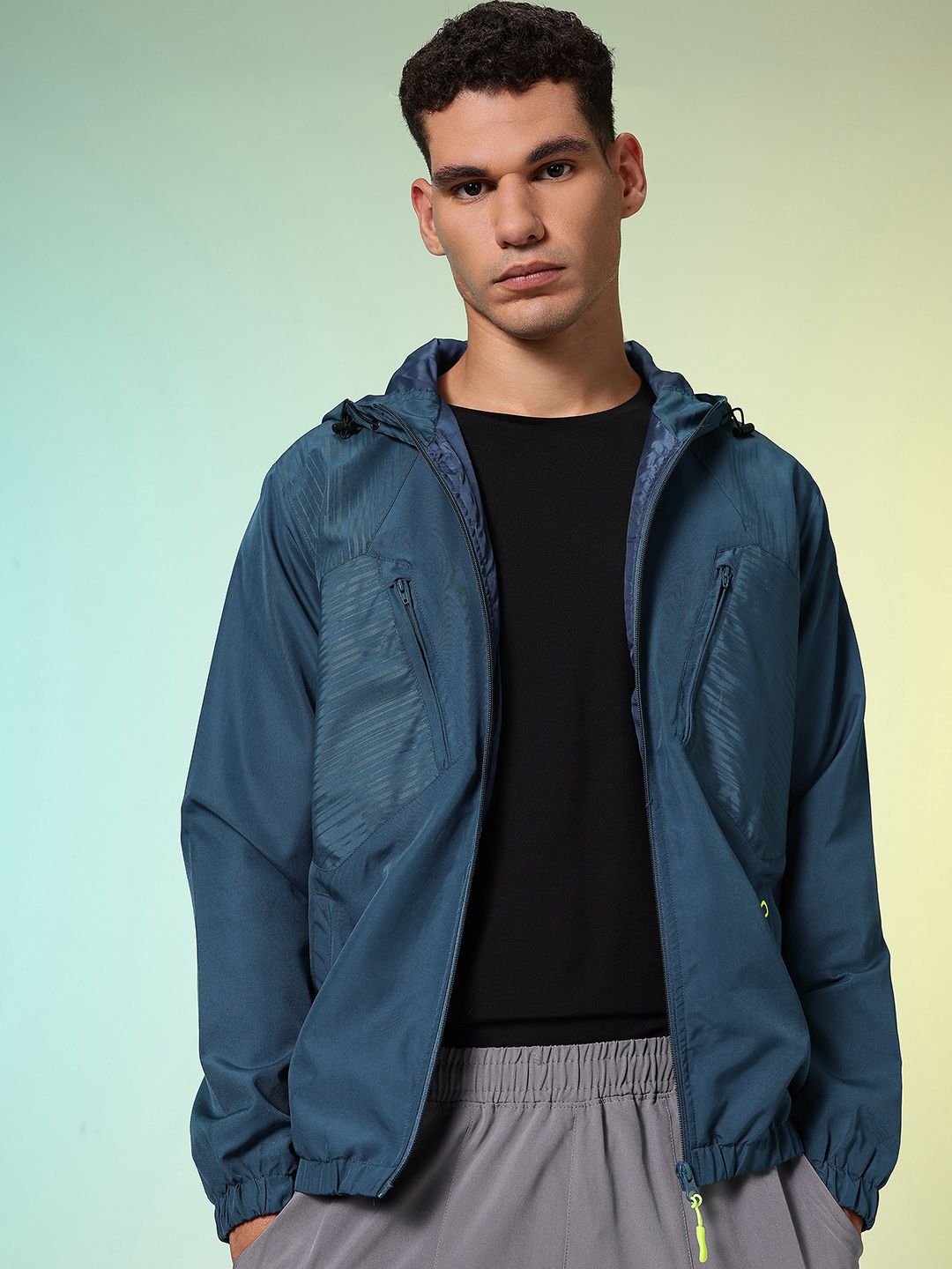 HRX by Hrithik Roshan Striped Typography Printed Rapid-Dry Training Sporty Jacket