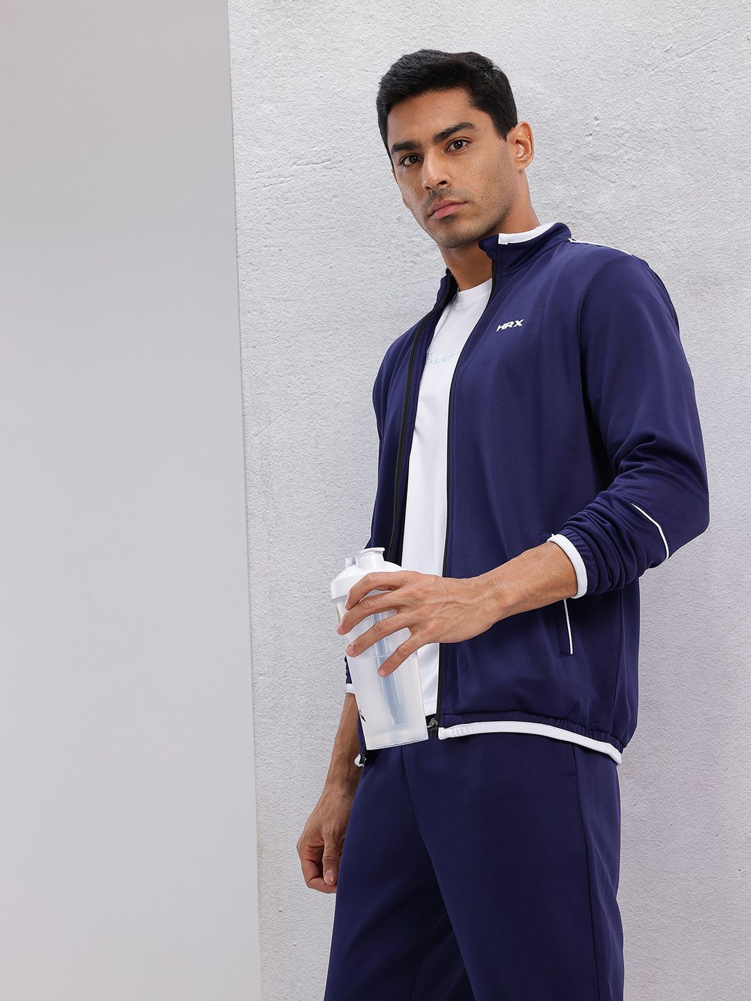 HRX by Hrithik Roshan Mock Collar Rapid-Dry Running Zip-Up Tracksuit