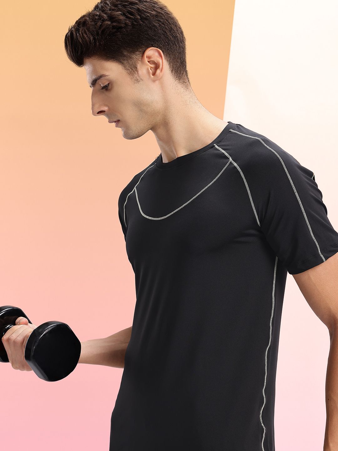 HRX by Hrithik Roshan Rapid-Dry Contrast Stitch Slim Fit Training T-shirt