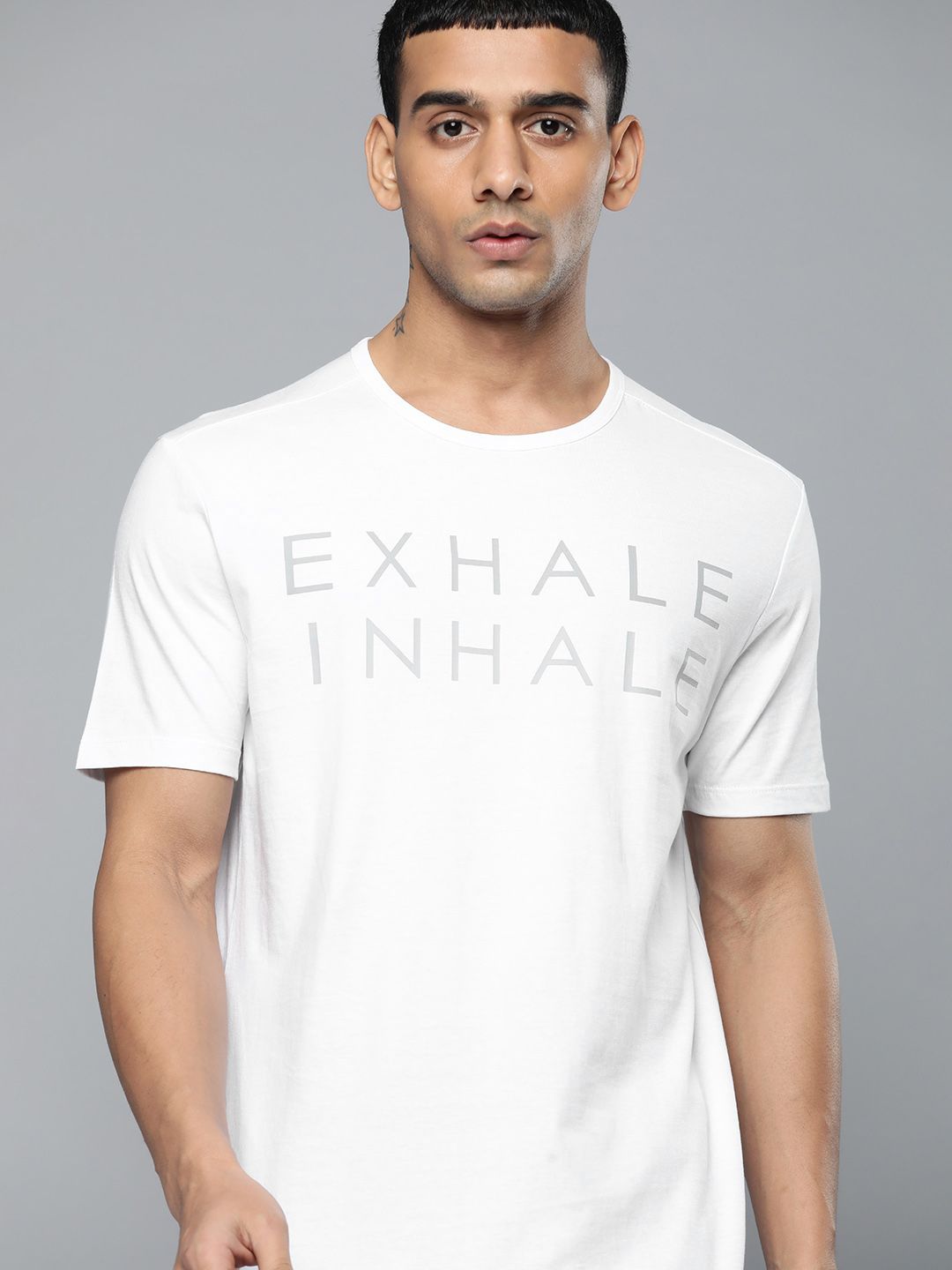 HRX by Hrithik Roshan White Typography Print Round Neck T-shirt