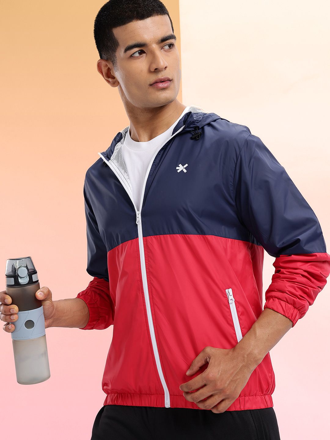 HRX by Hrithik Roshan Colourblocked Rapid-Dry Hooded Running Jacket
