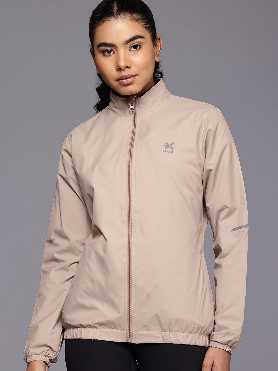 HRX by Hrithik Roshan Mock Collar Rapid-Dry Antimicrobial Running Sporty Jacket