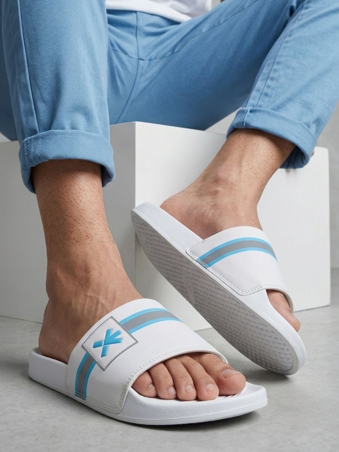 HRX by Hrithik Roshan Men Striped Sliders
