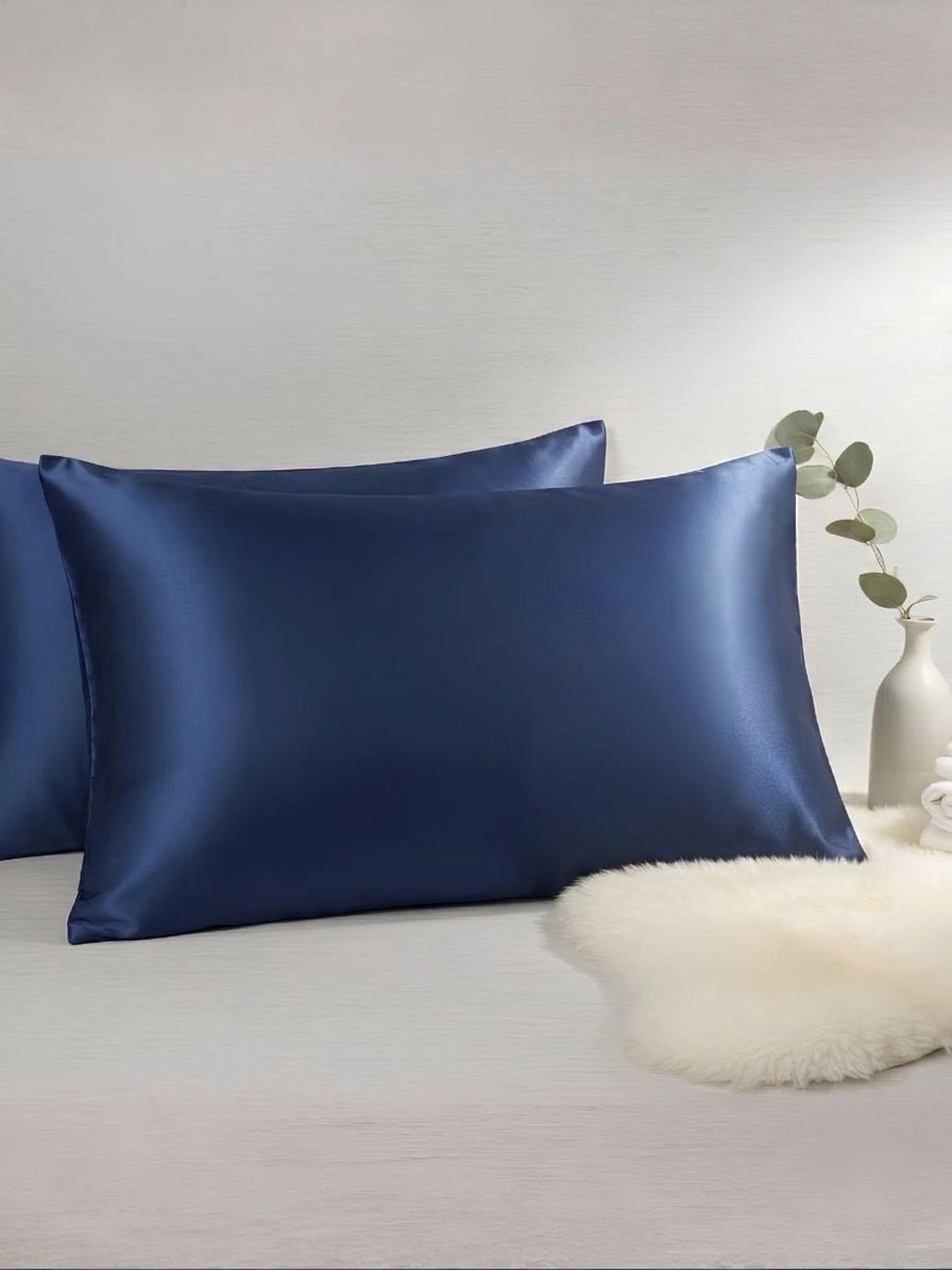 SLEEPY THREADS SLEEPY THREADS Blue Pack of 2 Ruffle Satin Pillow Covers