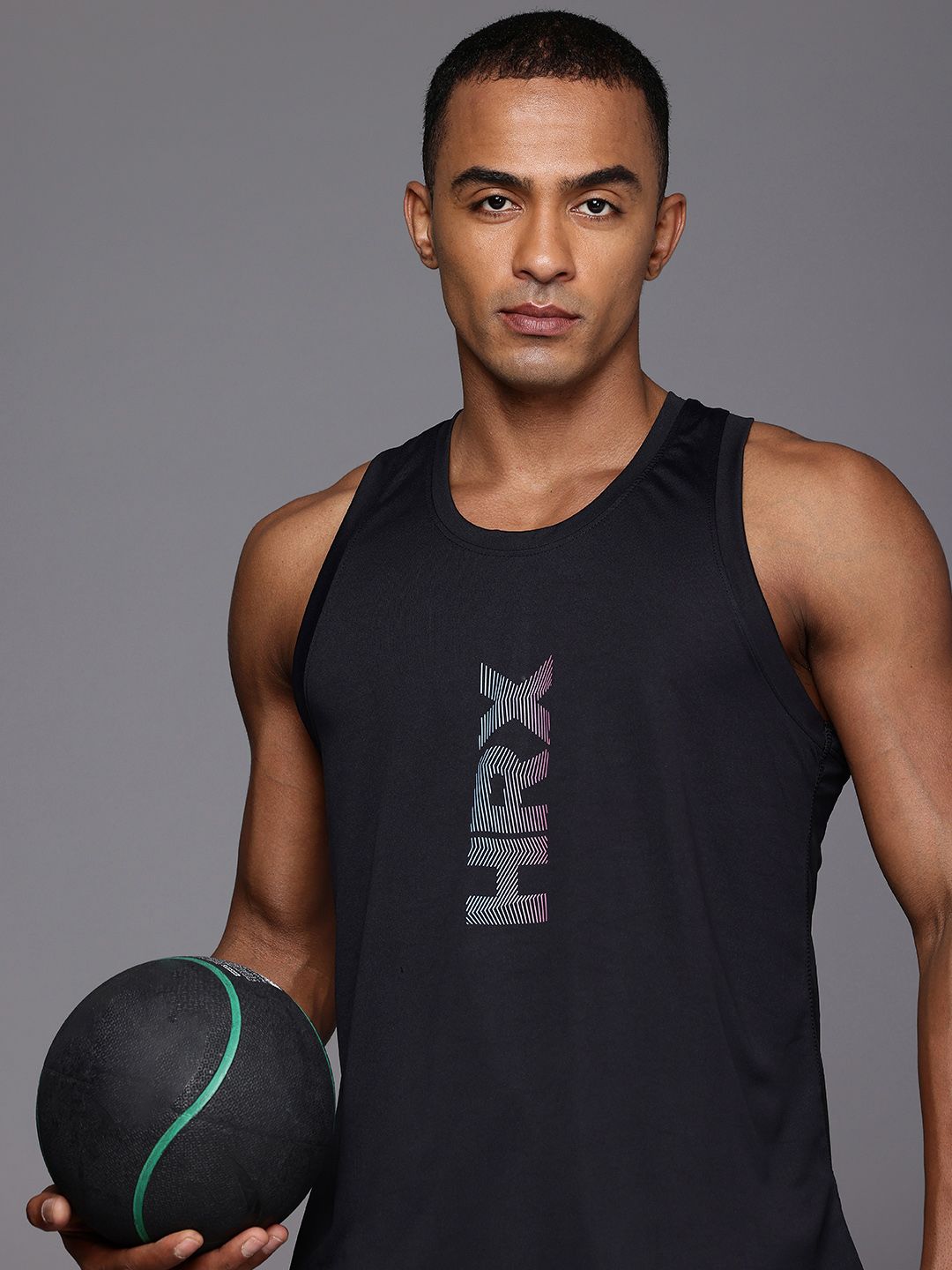 HRX by Hrithik Roshan Brand Logo Printed Rapid-Dry Antimicrobial Finish Training T-shirt