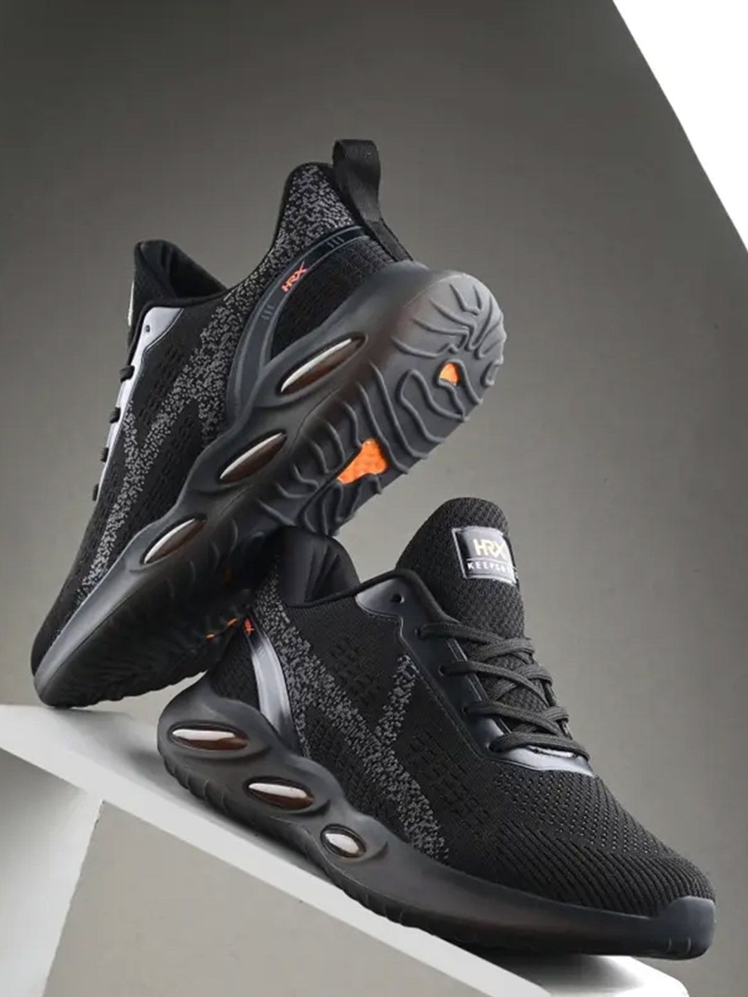 HRX by Hrithik Roshan Men Black Lace-Up Walking Sports Shoes
