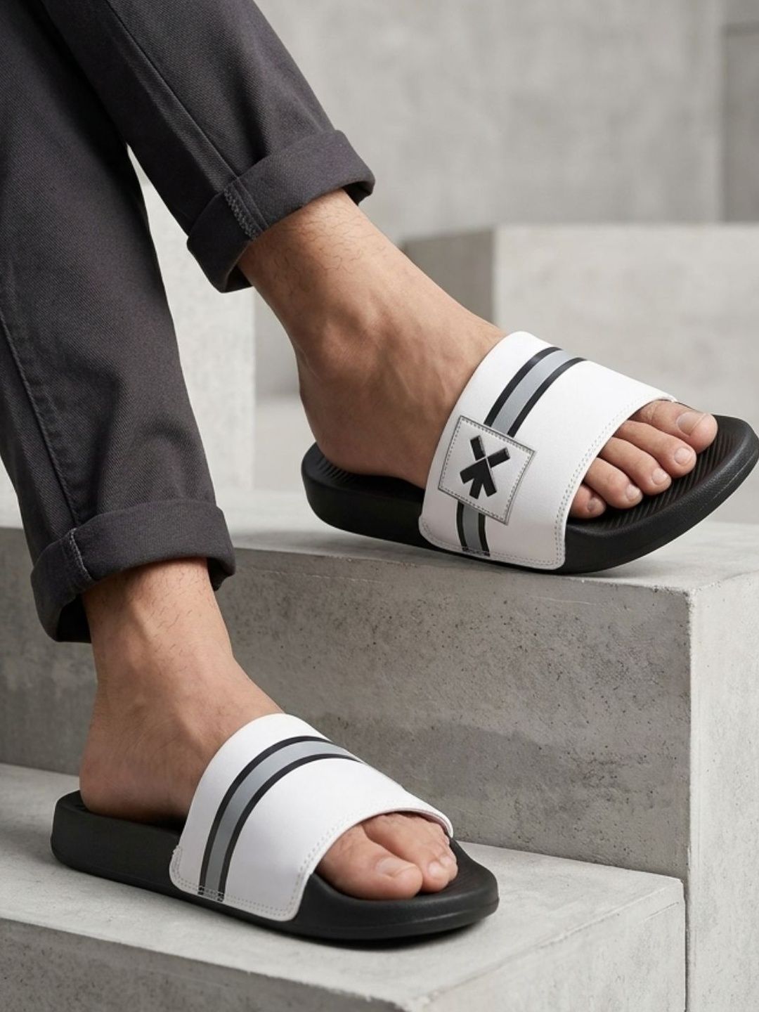 HRX by Hrithik Roshan Men Colourblocked Sliders