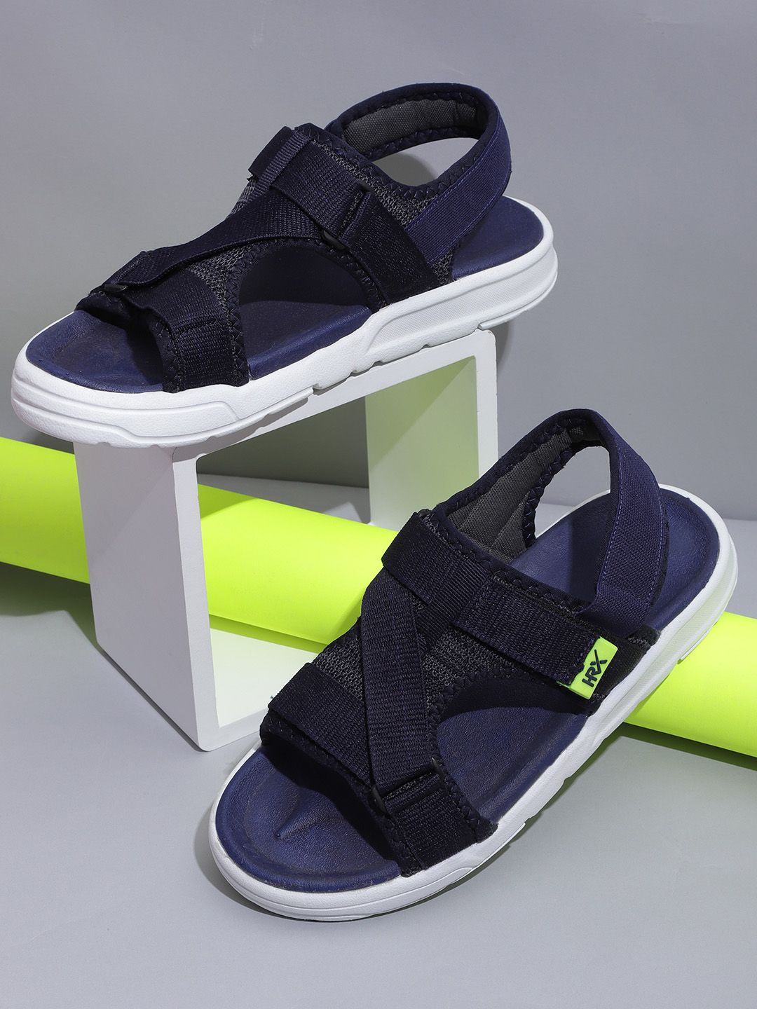 HRX by Hrithik Roshan HRX by Hrithik Roshan Men Navy Blue & Grey Hook & Loop Athleisure Sandals