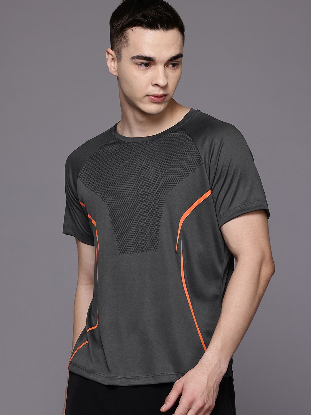 HRX by Hrithik Roshan HRX by Hrithik Roshan Geometric Printed Rapid-Dry Training T-shirt
