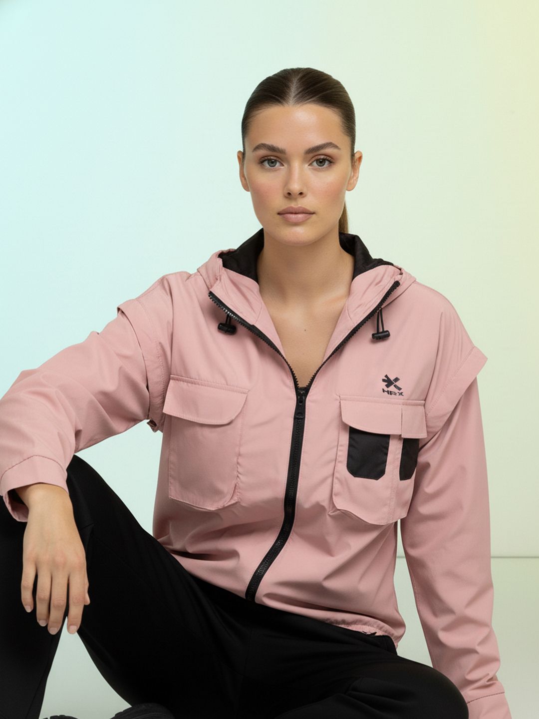 HRX by Hrithik Roshan Hooded Detachable Sleeves Sporty Jacket