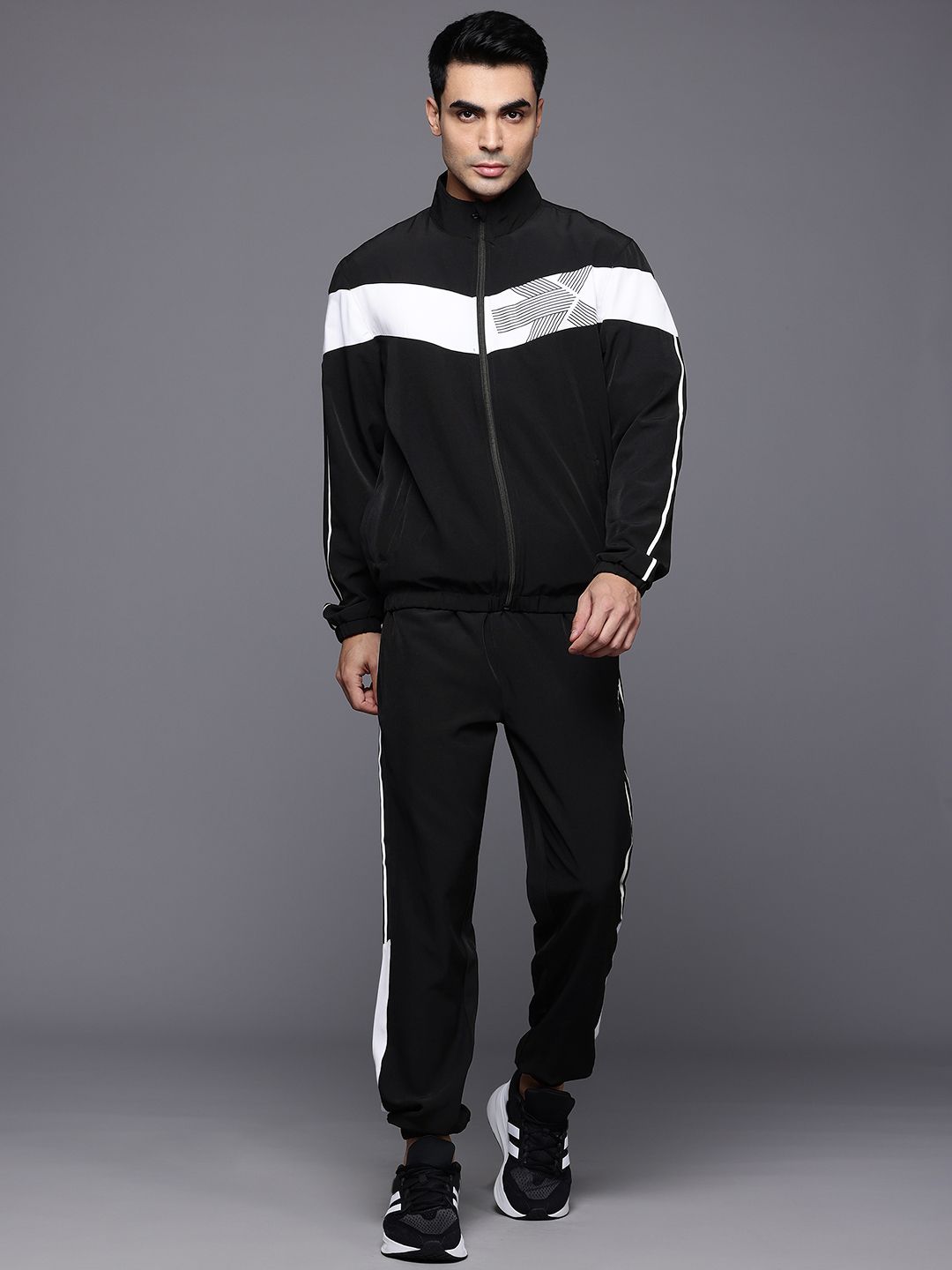 HRX by Hrithik Roshan Colourblocked Brand Logo Printed Rapid-Dry Running Tracksuit