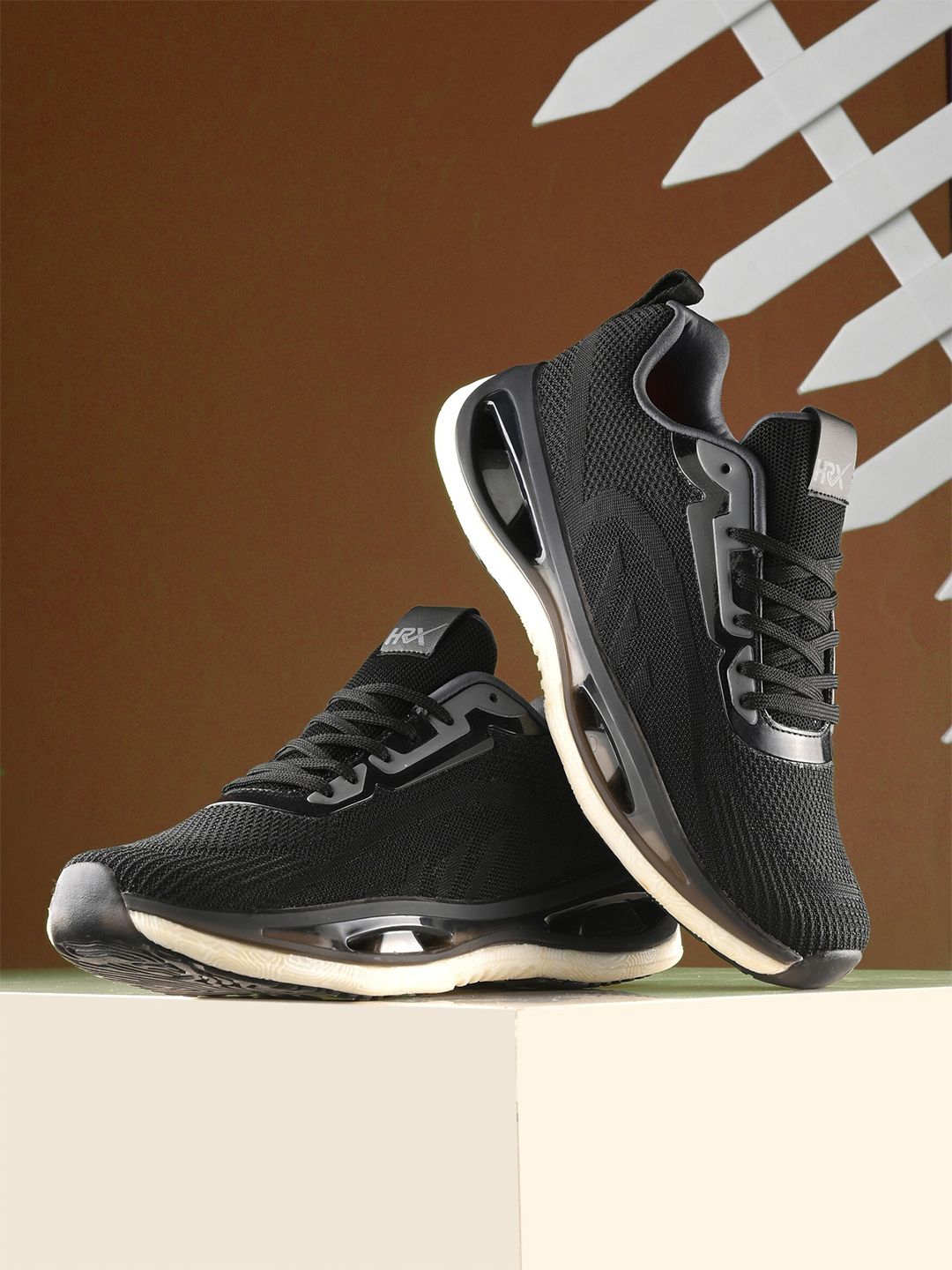 HRX by Hrithik Roshan Men Black Flyknit Mesh Running Shoes