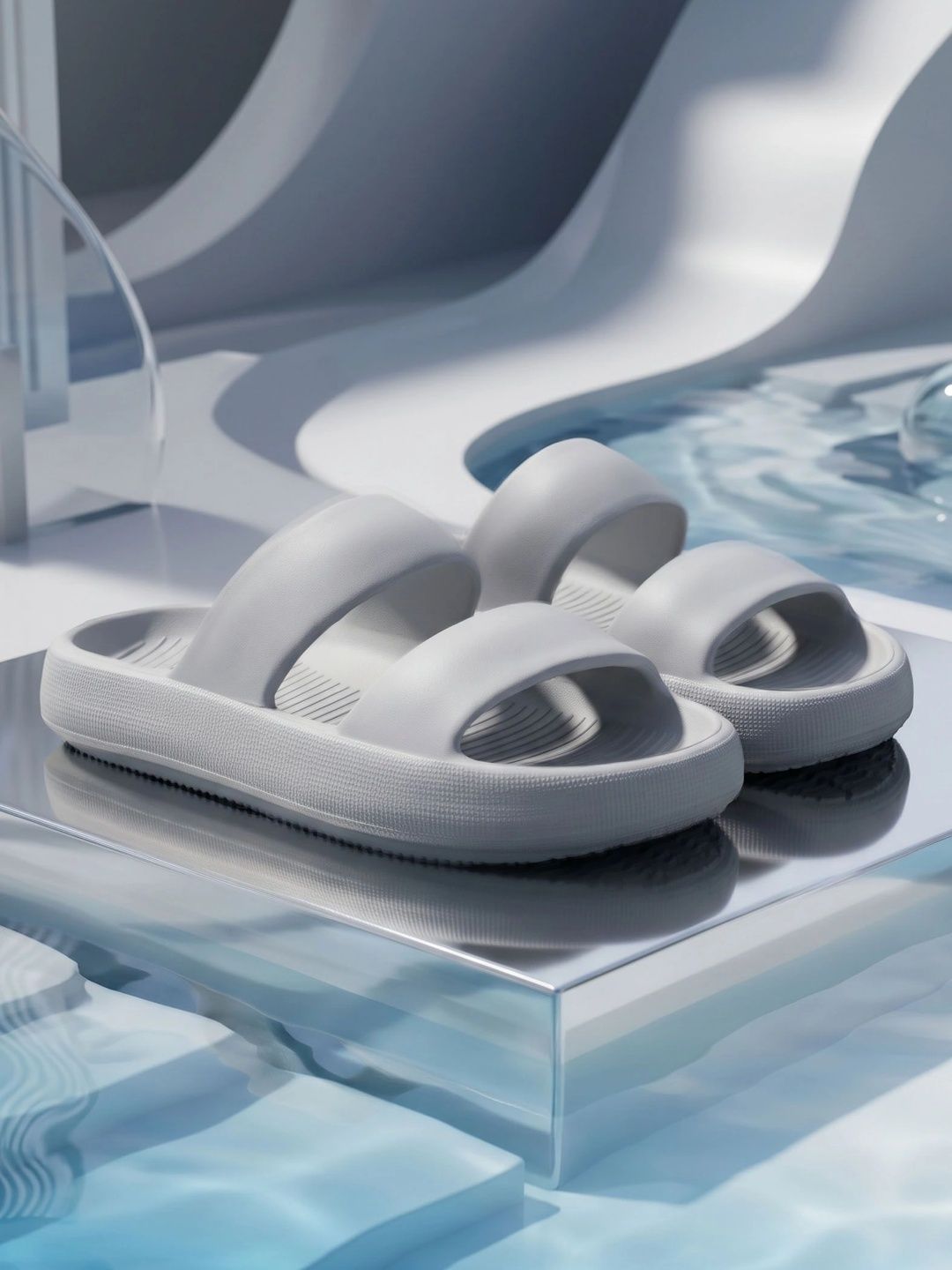 HRX by Hrithik Roshan Men Grey Rubber Sliders