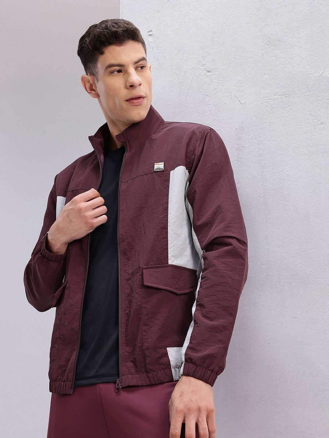 HRX by Hrithik Roshan Colorblocked Mock Collar Bomber Jacket