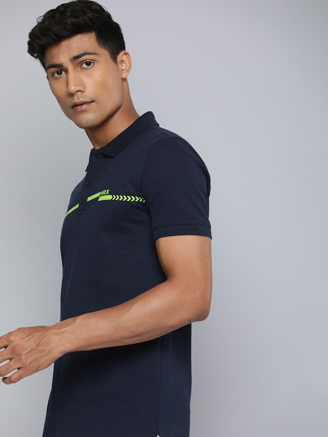 HRX by Hrithik Roshan Men Striped Polo Collar T-shirt