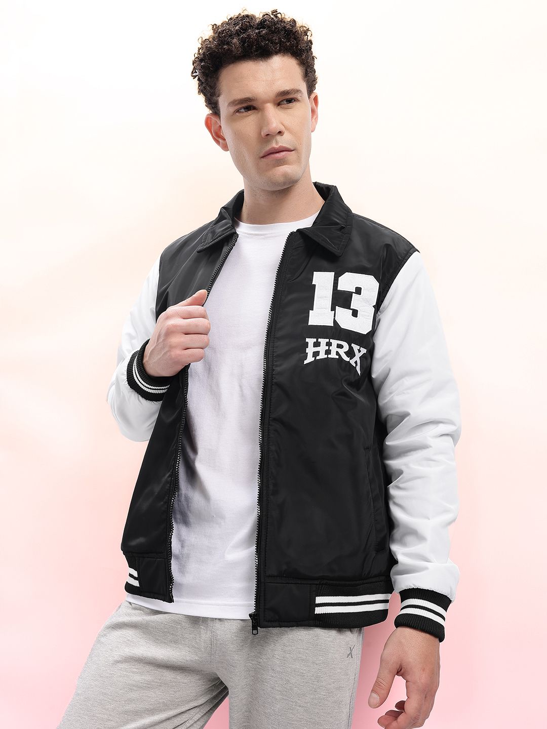 HRX by Hrithik Roshan Printed Applique Varsity Lifestyle Jacket