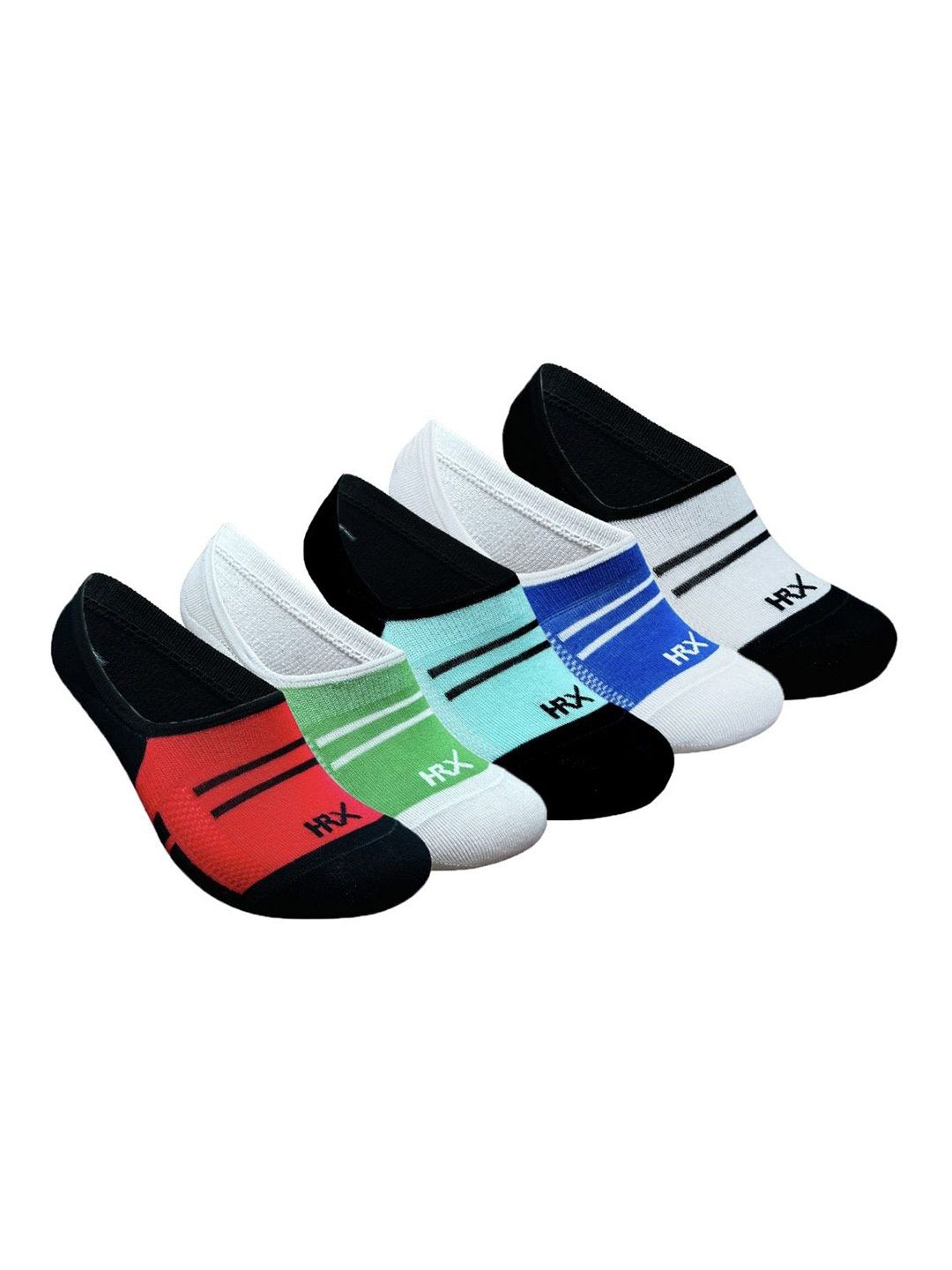 HRX by Hrithik Roshan Unisex Pack of 5 Assorted Shoe liners Socks