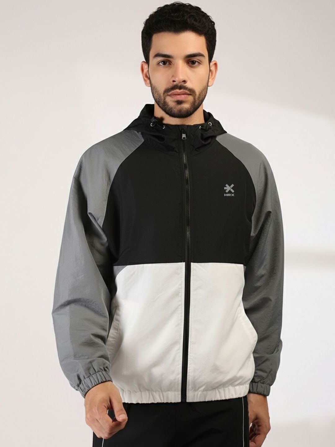 HRX by Hrithik Roshan Men Brand Logo Colourblocked Lightweight Training or Gym Sporty Jacket