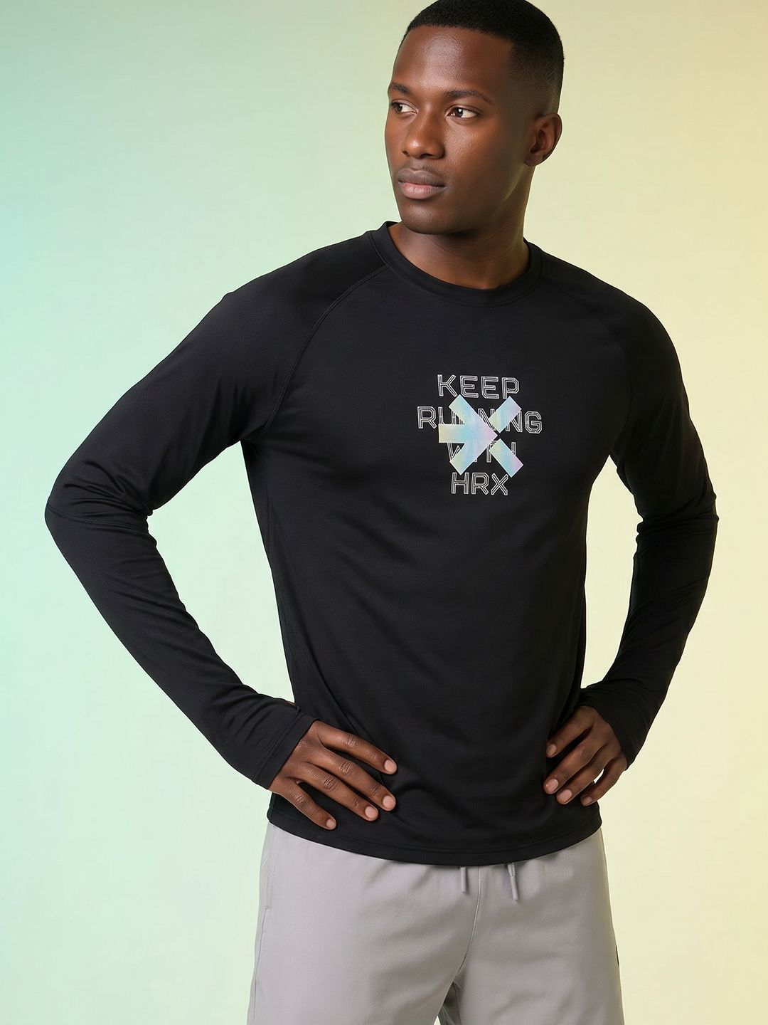 HRX by Hrithik Roshan Typography Printed Rapid Dry Training T-shirt