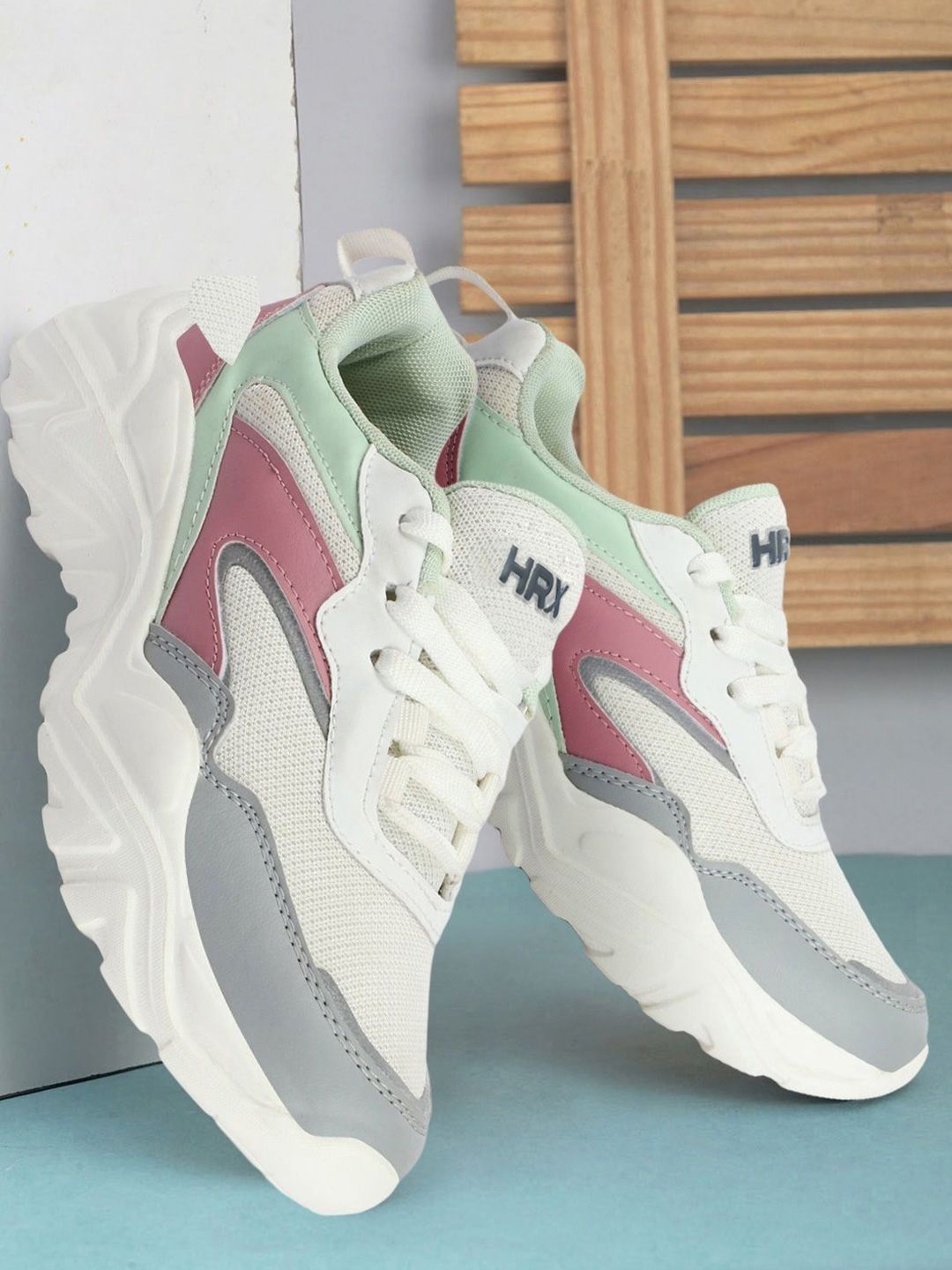 HRX by Hrithik Roshan Women White Colourblocked Round Toe Lightweight Sneakers