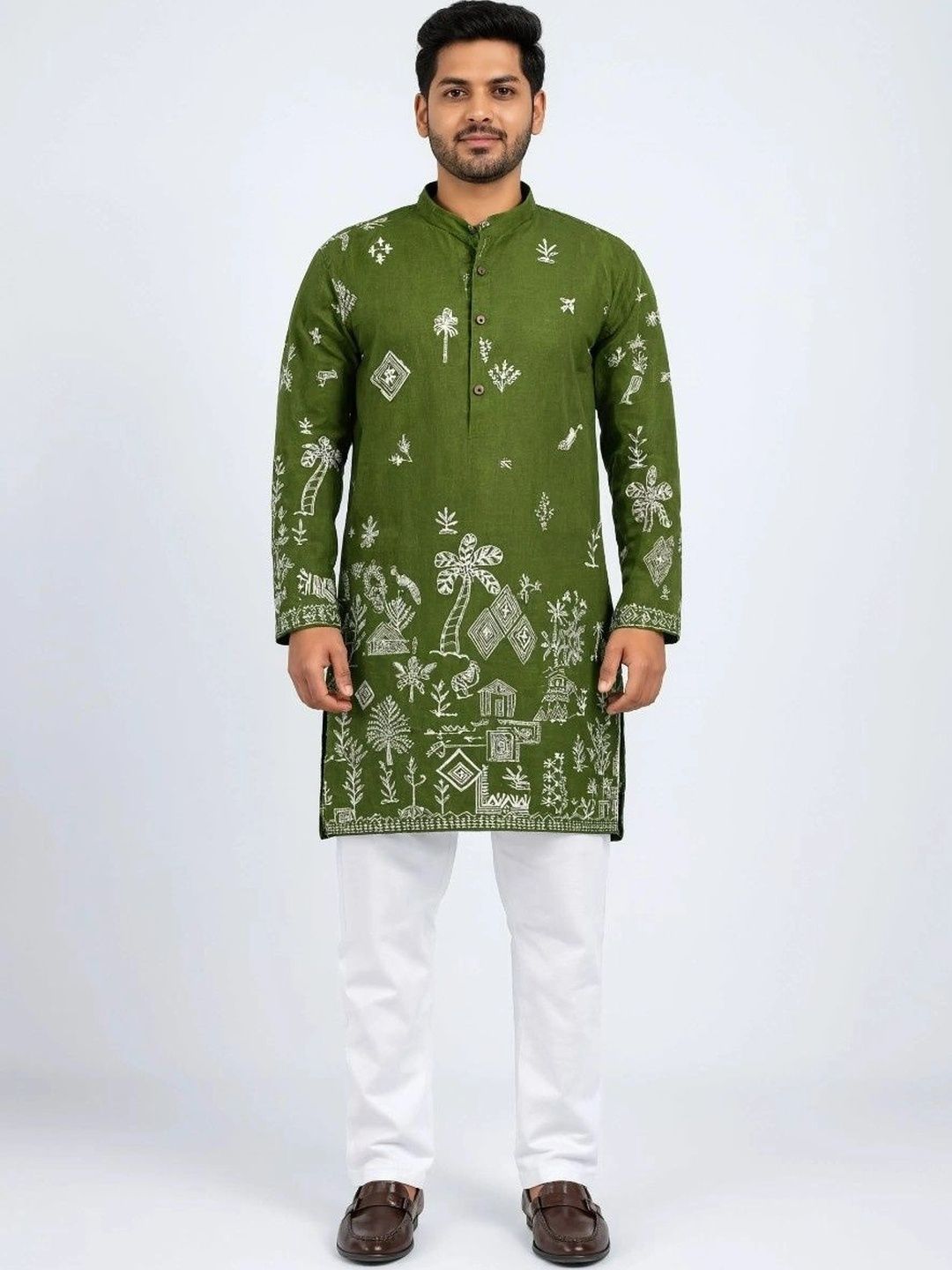 Sangria Men Ethnic Motifs Embroidered Thread Work Kurta
