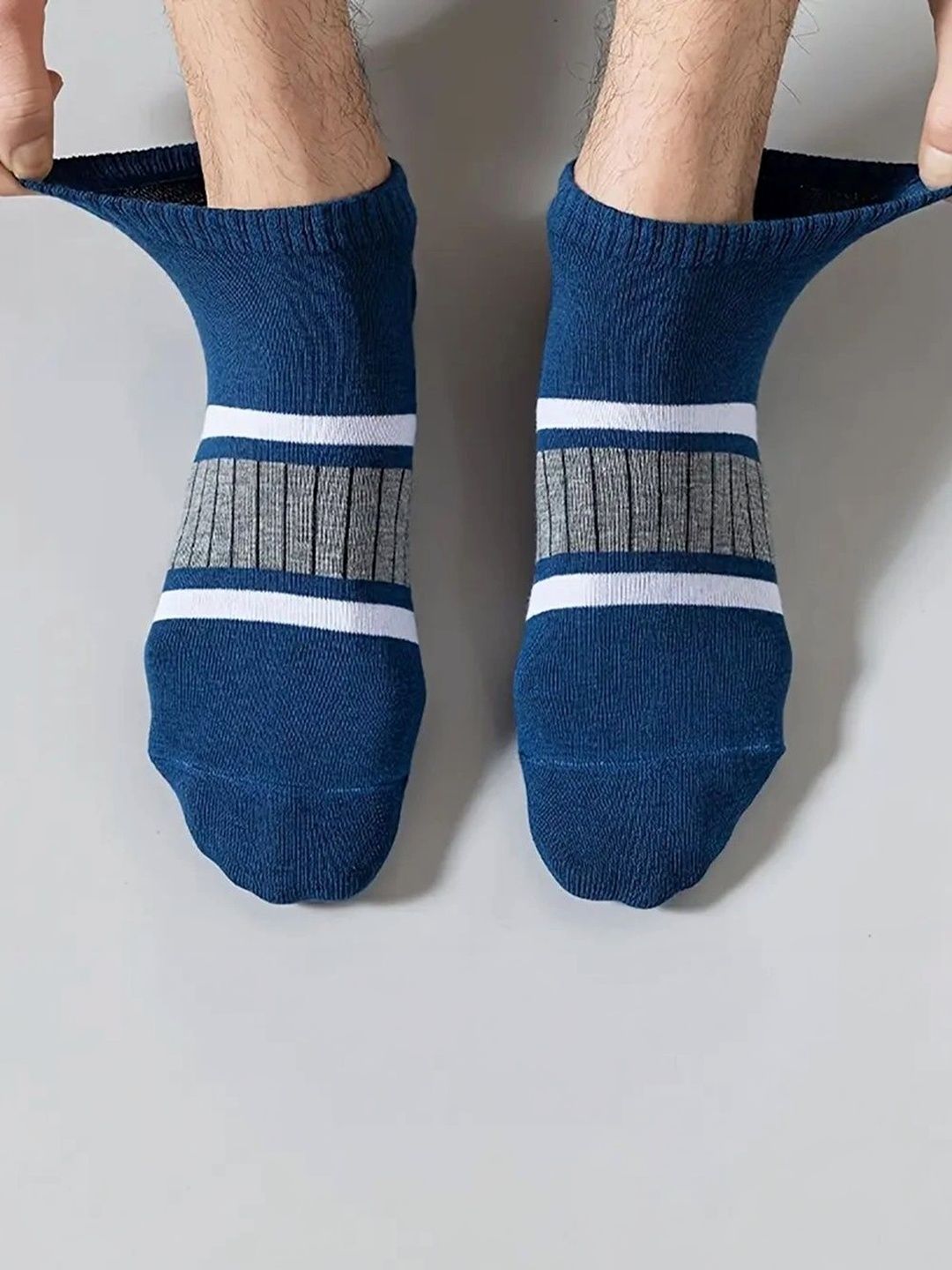 SONEEV MART Men Pack of 5 Cotton Striped Ankle Length Socks