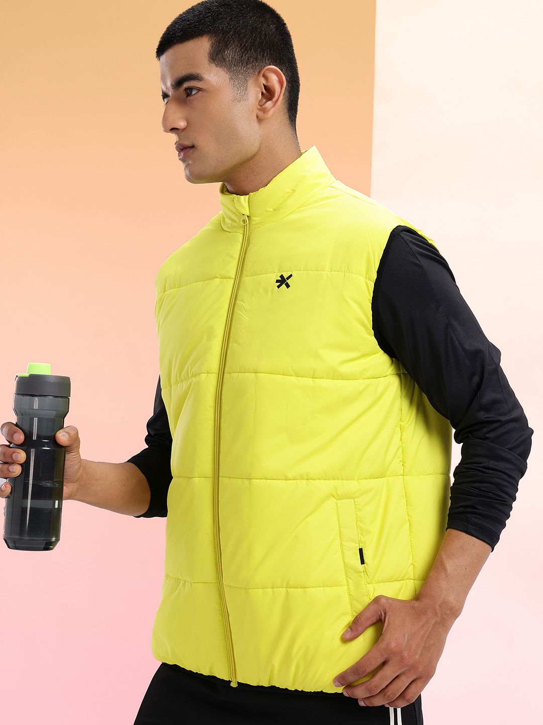 HRX by Hrithik Roshan Mock Collar Rapid-Dry Gilet-Style Running Jacket