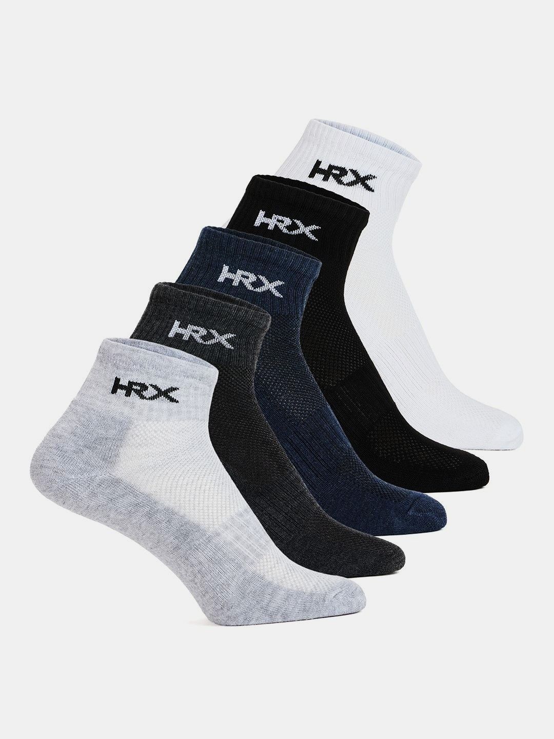 HRX by Hrithik Roshan Men Pack of 5 Cotton Blend Ankle Length Socks