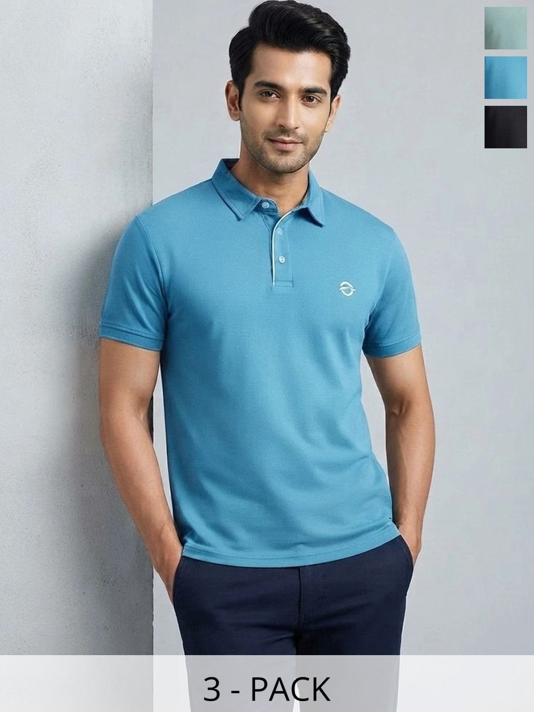 Oscillate Men Pack of 3 Polycotton Solid Polo T-shirt